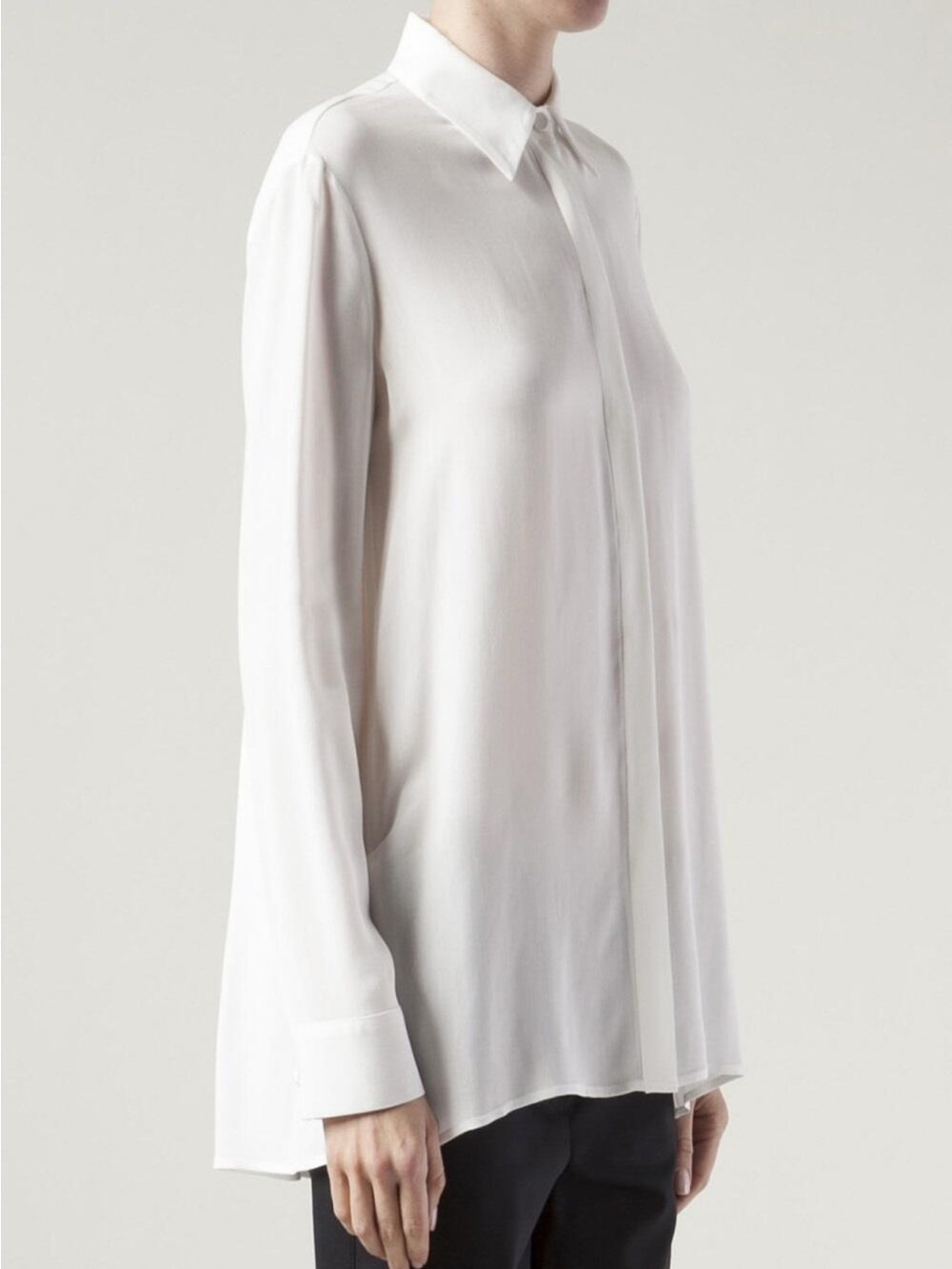 The Row Carlton Porcelain Crepe Pleated Back Blouse Sz Small